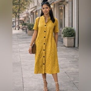 Yellow Button-Down Midi Dress (runs small)